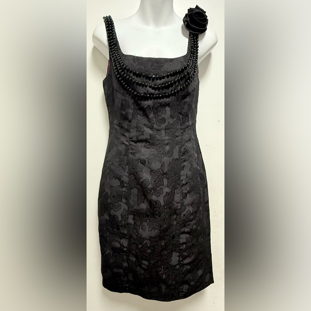 Muse Black Sheath Mini Dress Sleeveless Square Neck